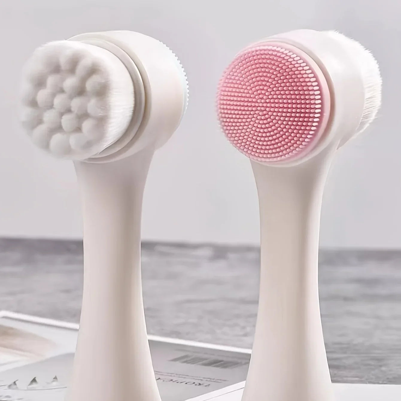 1 cepillo de lavado de cara de silicona de doble cara y cerdas suaves, exfoliación facial, cepillo de limpieza profunda de poros