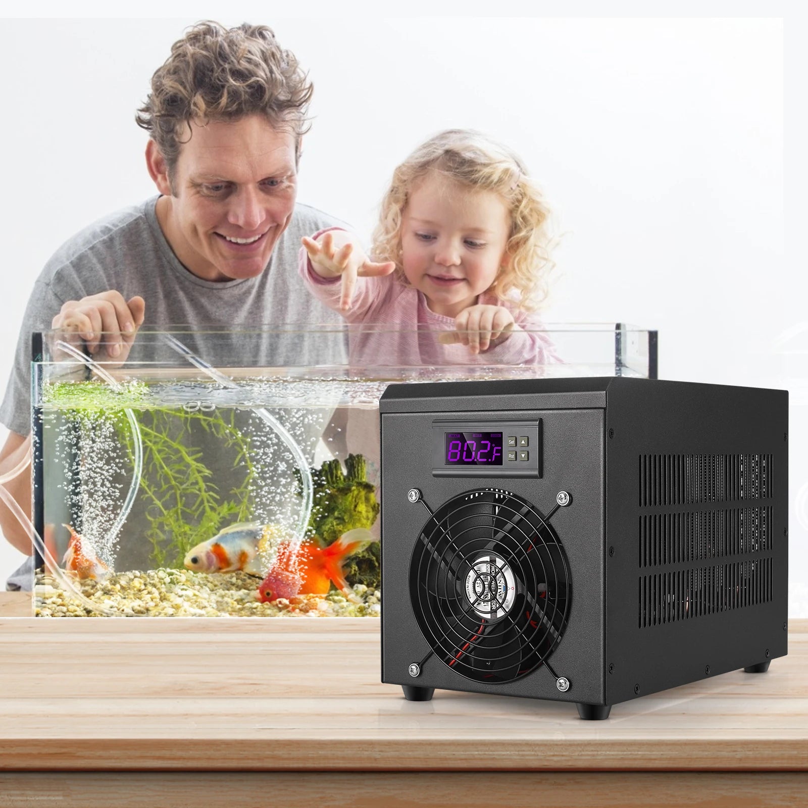 Enfriador de Agua para Acuario de 60L, Calentador para Pecera de 10-40 cm ℃   Sistema de Temperatura Constante con Bomba para Cría Acuática