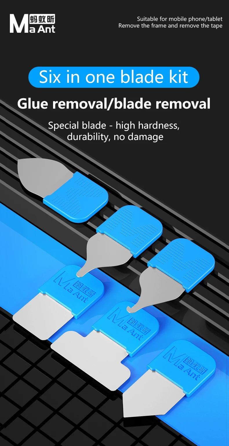 MaAnt MY-118 6 uds herramientas de palanca de Metal ultrafinas Kit profesional de reparación de teléfonos móviles para desmontaje de batería LCD