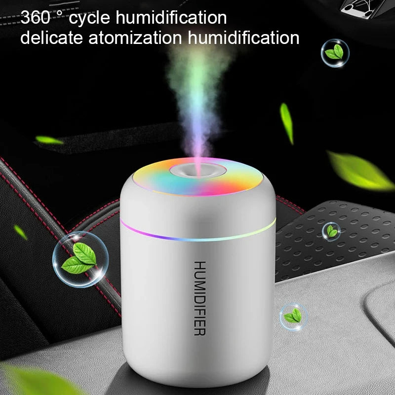 HOMEFISHMini-humidificador de aire, difusor de Aroma Usb, purificador de aceites esenciales, pulverizador de niebla fría, humidificador de escritorio LED para dormitorio y hogar