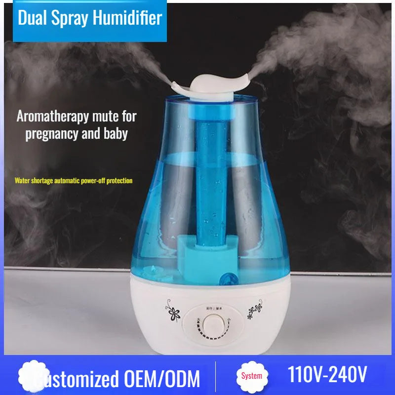Humidificador de dormitorio para el hogar, difusor hidratante atomizador de gran volumen de niebla con doble pulverización, Mini purificador de aire aromático ultrasónico