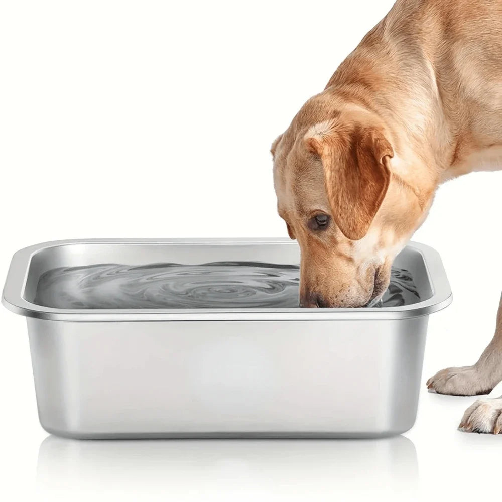 Cuenco de acero inoxidable resistente a caídas para perros, gran capacidad, alimentador de comida y agua, cuencos cuadrados para perros grandes, suministros para mascotas, 1 ud.