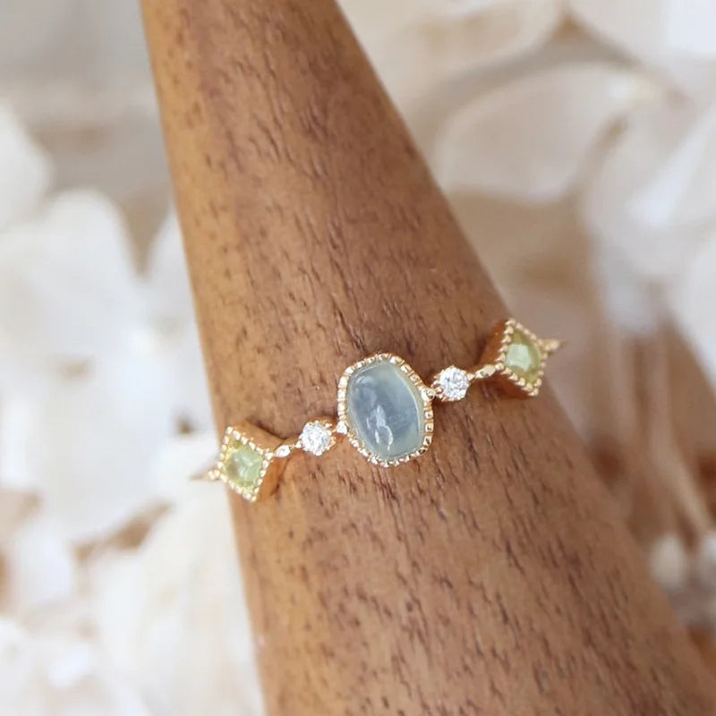 Anillo de Ópalo de Plata de Ley 925 para Mujer, Ajustable, para el Dedo Índice, Diseño Simple y Elegante, Joyería de Alta Gama, Regalo