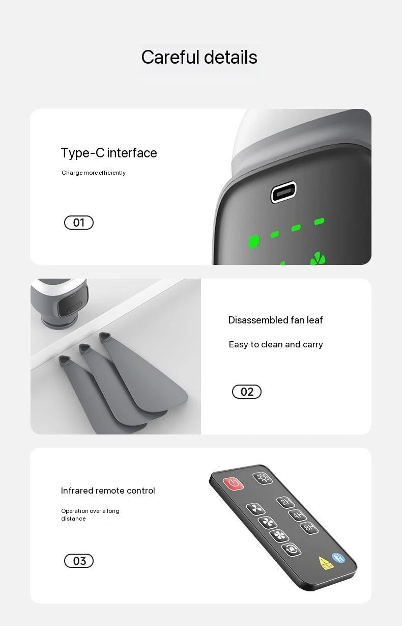 Ventilador de techo de gran tamaño con Control remoto, ventilador de refrigeración inalámbrico USB, luz LED nocturna portátil de 12000\8000mAh, ventilador de techo para acampar