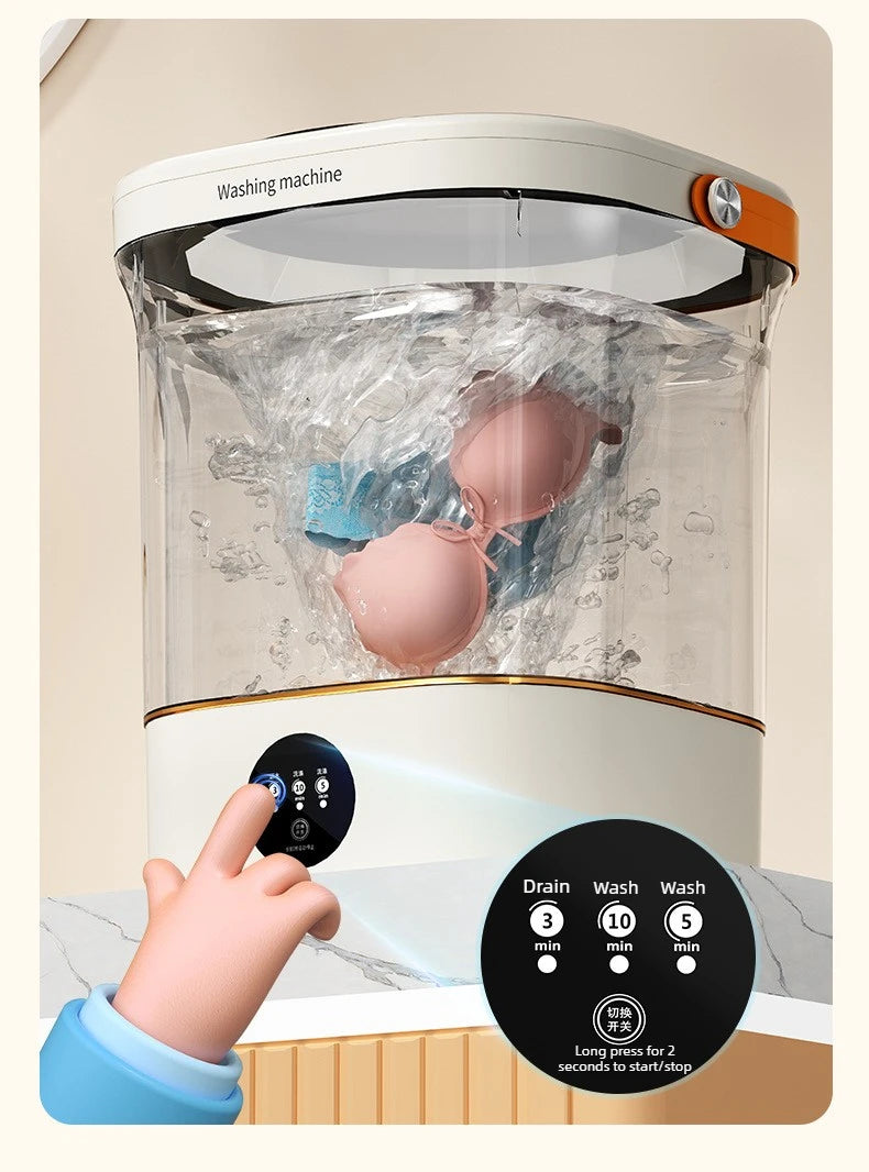 Mini Lavadora Eléctrica de 12L para el Hogar, Dormitorio Estudiantil, Limpiadora de Ropa Interior, Lavadora de Calcetines, Deshidratadora para Personas con Poco Tiempo
