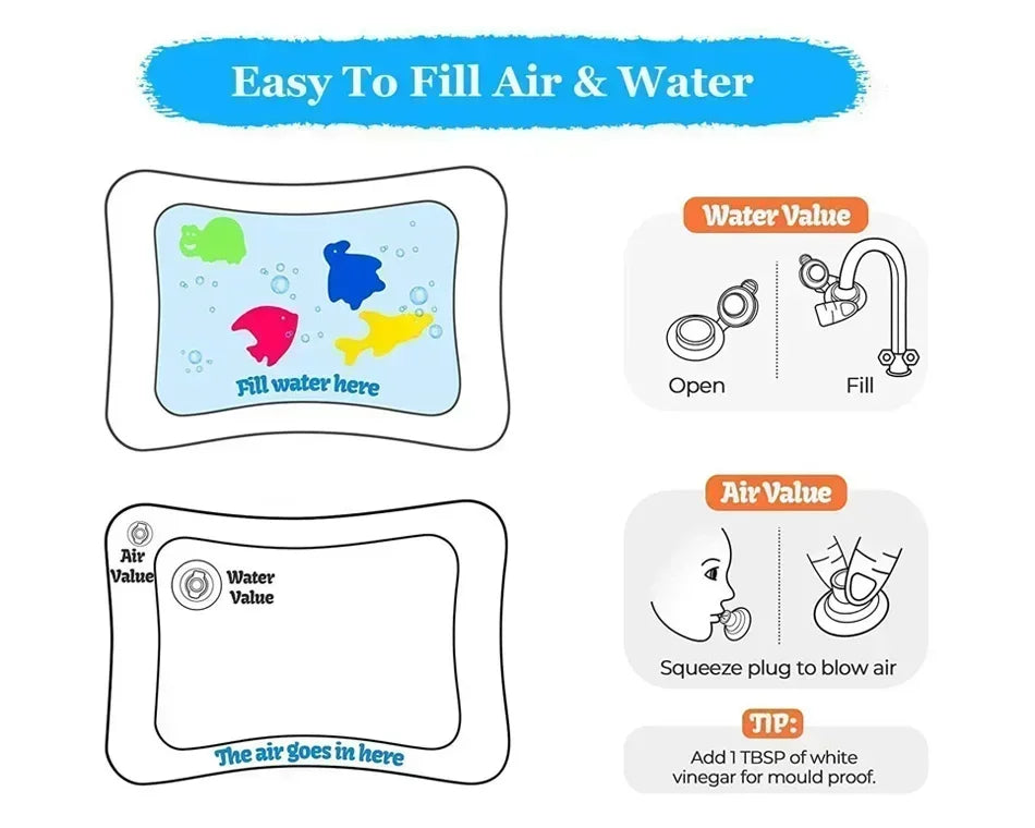 Estera de juego de agua para bebé, cojín inflable de PVC para tiempo de barriga infantil, almohadilla de agua para niños, juguetes de actividades de desarrollo de educación temprana