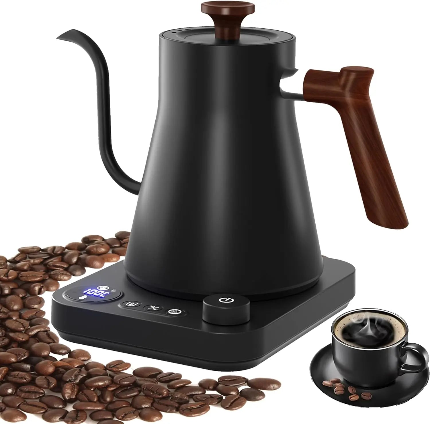 Tetera eléctrica con cuello de cisne, cafetera manual de 900ML, tetera inteligente con Control de temperatura, hervidor de calentamiento rápido de 110v/220v