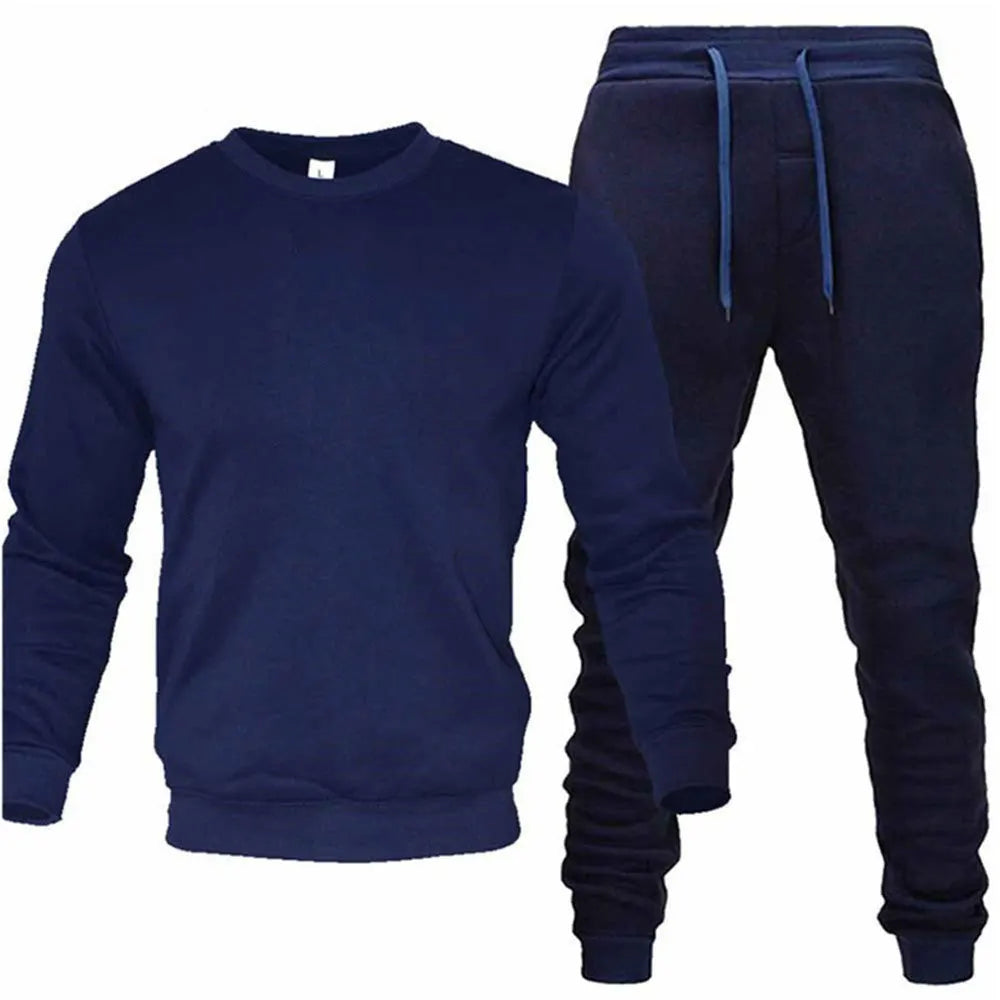 Conjunto de dos piezas para hombre, conjunto de 2 piezas con cuello redondo, chándal, Sudadera con capucha y pantalones con cordón, sudaderas deportivas para hombre, ropa deportiva para correr