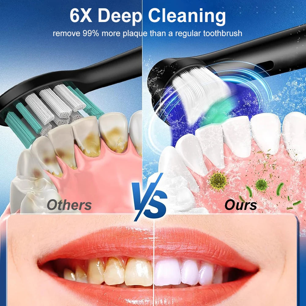 Cepillo de dientes eléctrico, cepillo de dientes eléctrico recargable giratorio para adultos, cepillos de dientes eléctricos giratorios con 8 cabezales suaves