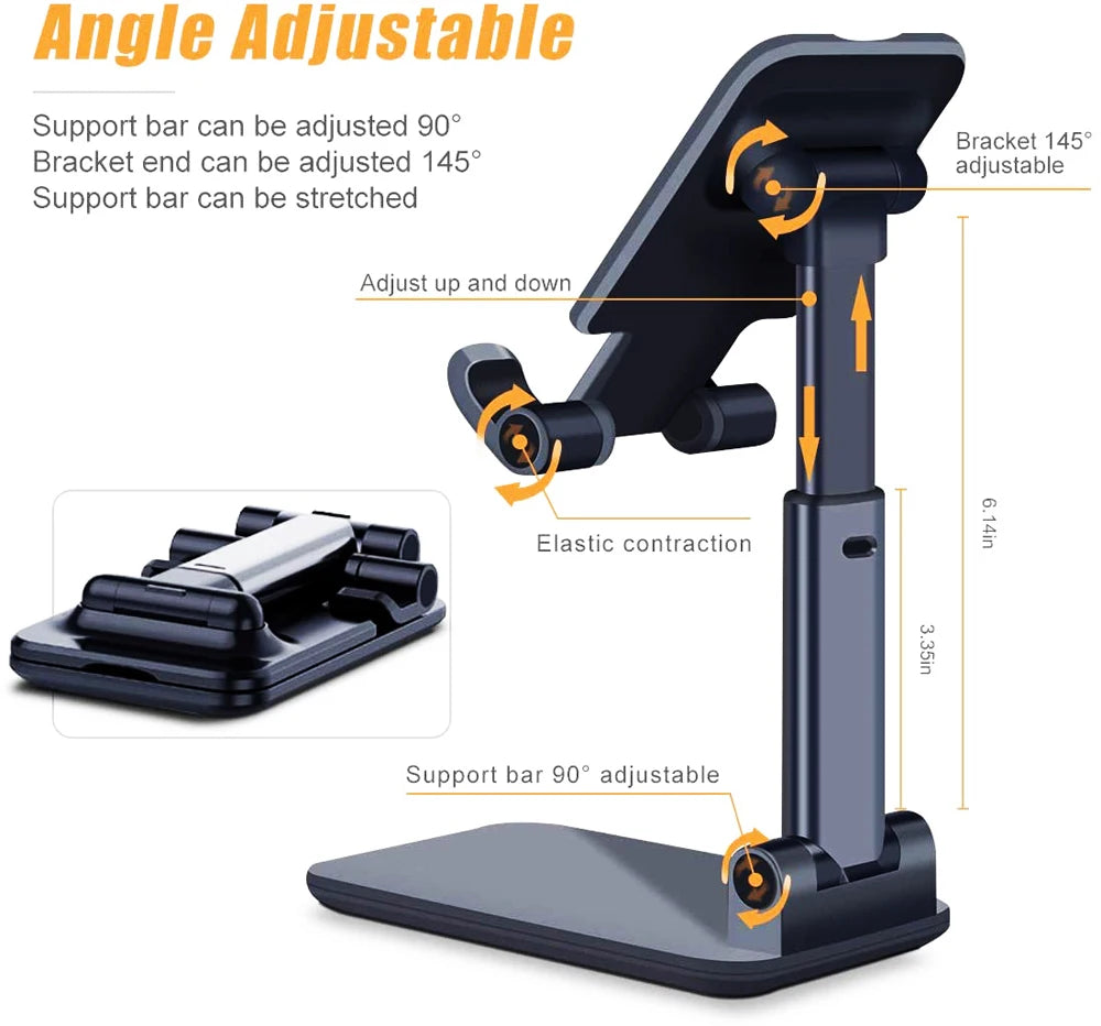 Soporte de escritorio para teléfono inteligente, soporte plegable para tableta, iPhone, iPad, Samsung, Huawei y Xiaomi