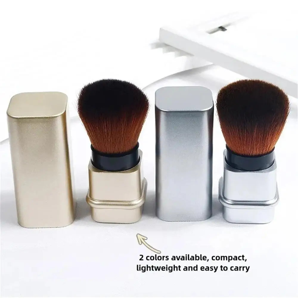 Brocha cuadrada retráctil para colorete, polvo suelto y cepillo de ajuste con cubierta, herramienta de maquillaje multifuncional portátil