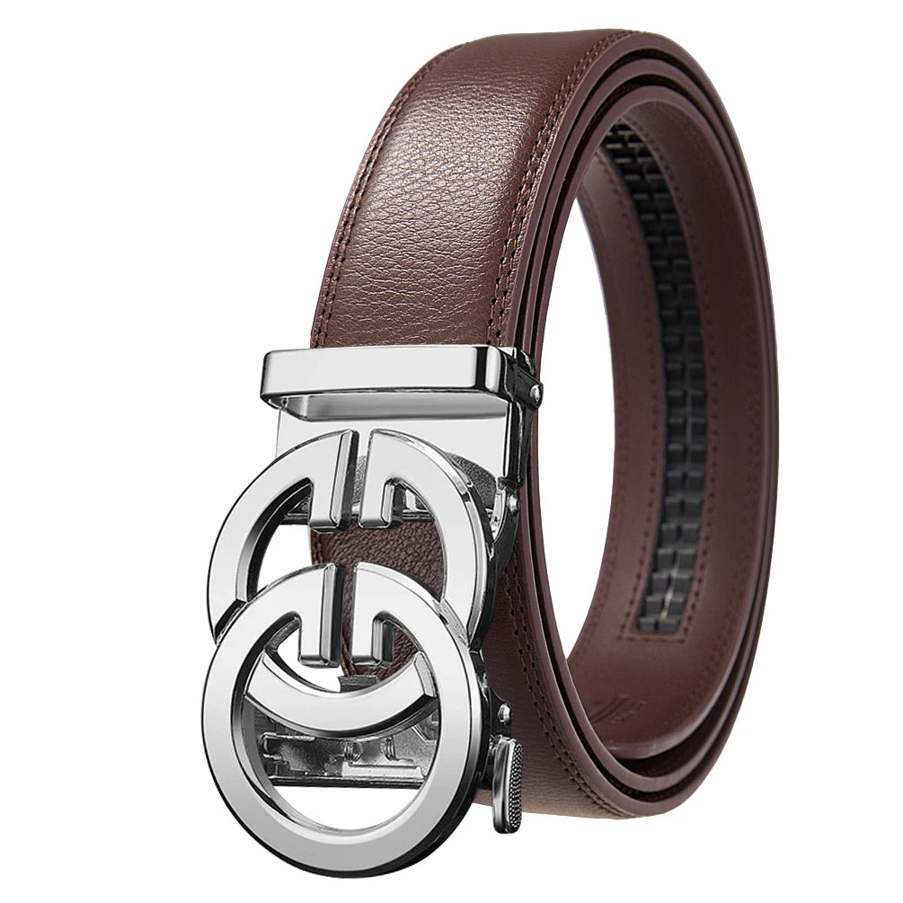 Cinturón de marca de lujo para hombre, cinturón de cuero genuino de alta calidad, cinturón automático para hombre, cinturón informal de negocios para hombre