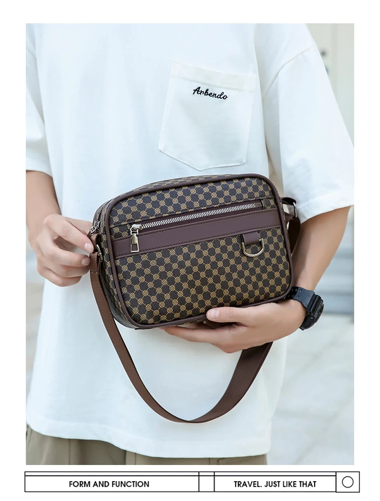 Bolso de hombro con estampado de moda para hombre, bandolera de mensajero de piel sintética, bolso de estilo Vintage para hombre, bolso de hombro, regalo para hombre