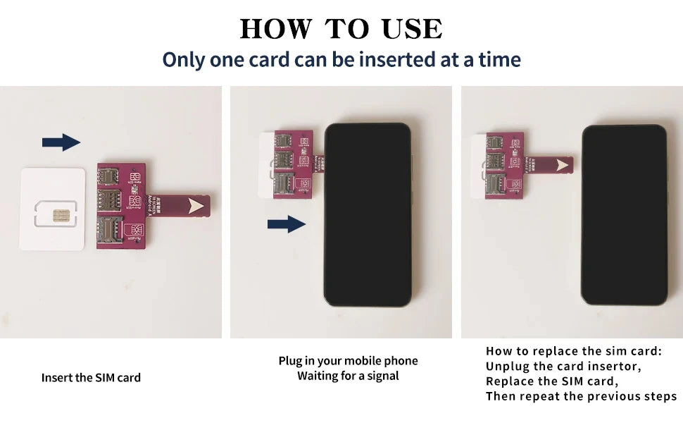 Para iPhone tarjeta SIM 4 en 1, adaptador de ranura para tarjeta externa, cambiador rápido de tarjetas, soporte para lector de tarjetas SIM para iPhone, reinicio gratuito Nano
