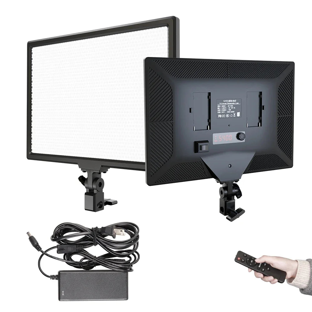 Panel de luz LED potente SH 45W, pantalla LCD de tres colores, lámpara de atenuación continua 1-100% para estudio fotográfico, grabación de vídeo profesional