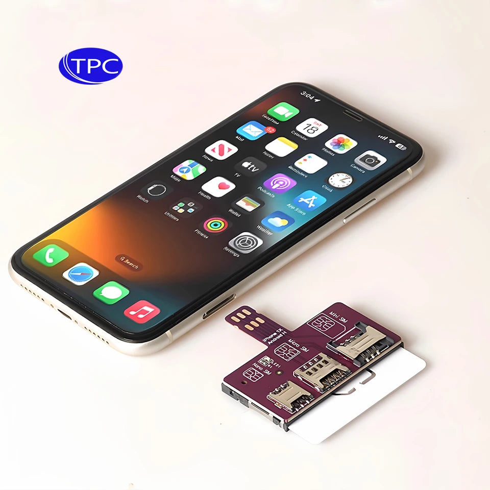 TPC para iPhone tarjeta SIM 4 en 1, adaptador de ranura para tarjeta externa, cambiador de tarjeta rápido, soporte para lector de tarjetas SIM para iPhone, reinicio gratuito Nano