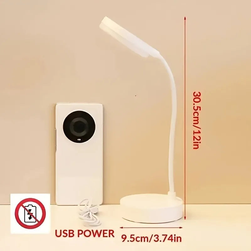 Lámpara de escritorio LED flexible con atenuador de 3 niveles, alimentada por USB, cuidado de los ojos, luz blanca cálida, perfecta para el hogar, la oficina, la lectura, el estudio