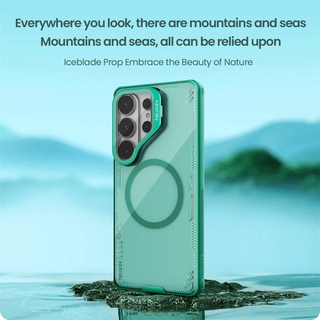 Funda NILLKIN para Samsung Galaxy S26 Ultra Magsafe Iceblade con Soporte para Teléfono, Cubierta para Cámara, Funda Magnética Transparente para S26Ultra