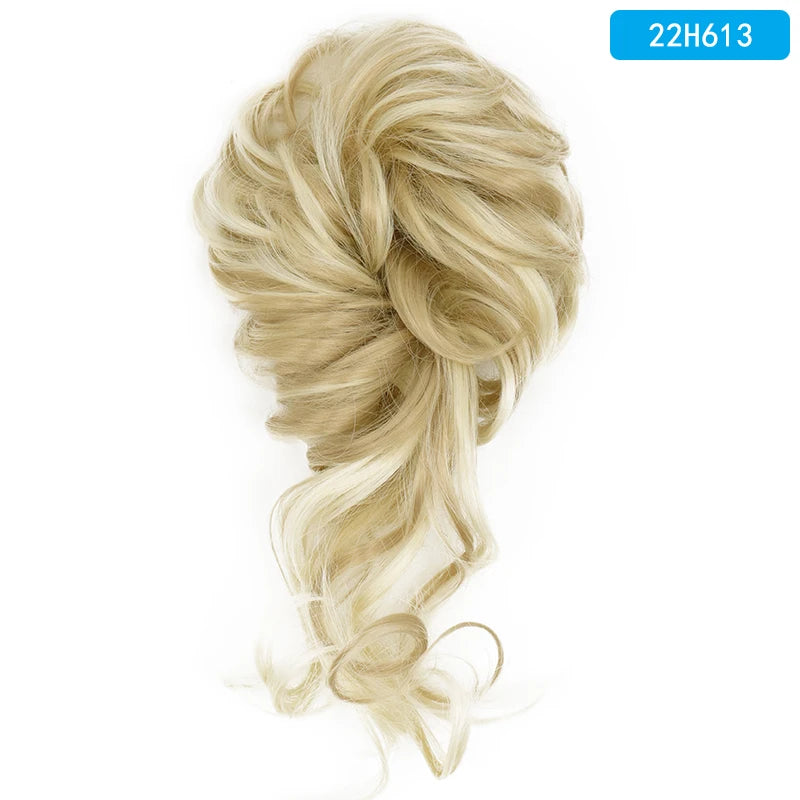 AZQUEEN-extensión de cabello de moño desordenado, banda elástica sintética, moño ondulado rizado, Scrunchies Donut Updo, postizo para mujer