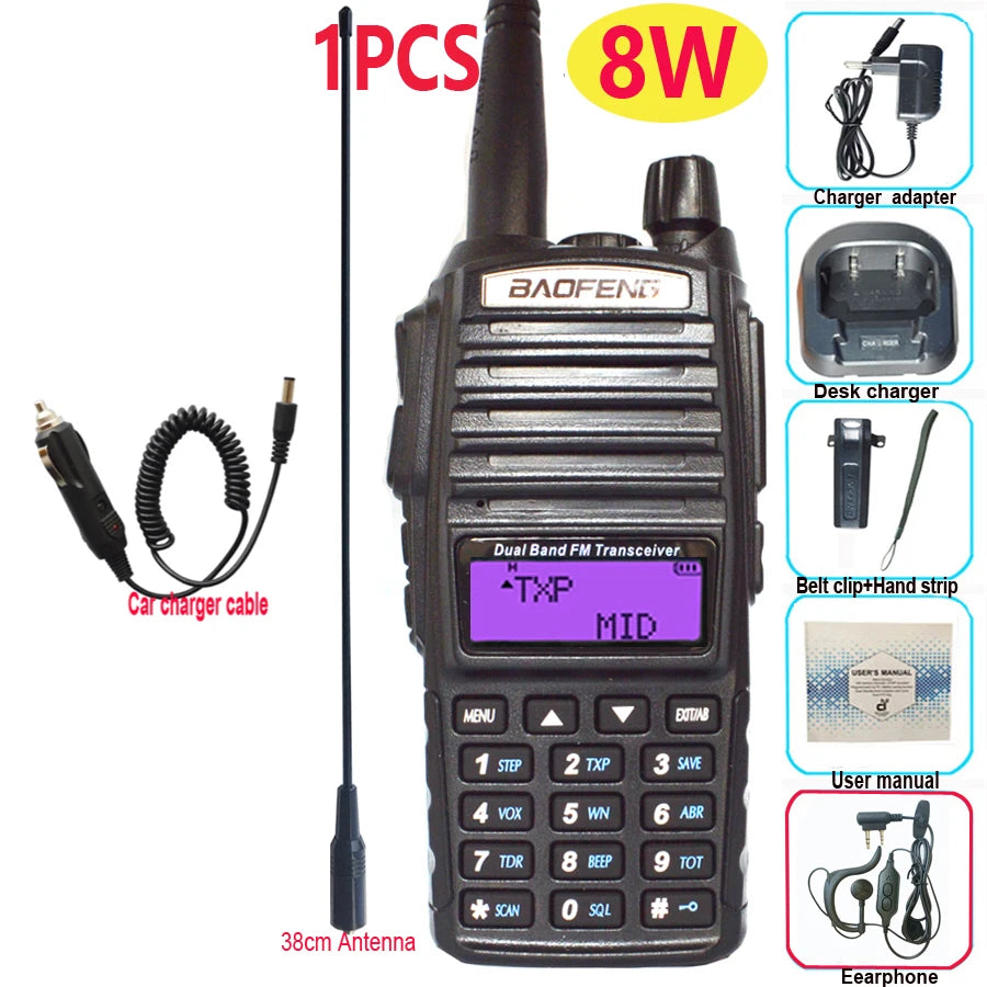 Walkie Talkie profesional UV82 FM Baofeng UV 82 8W estación de Radioaficionado VHF UHF transceptor Radios de caza Amateur Comunicador