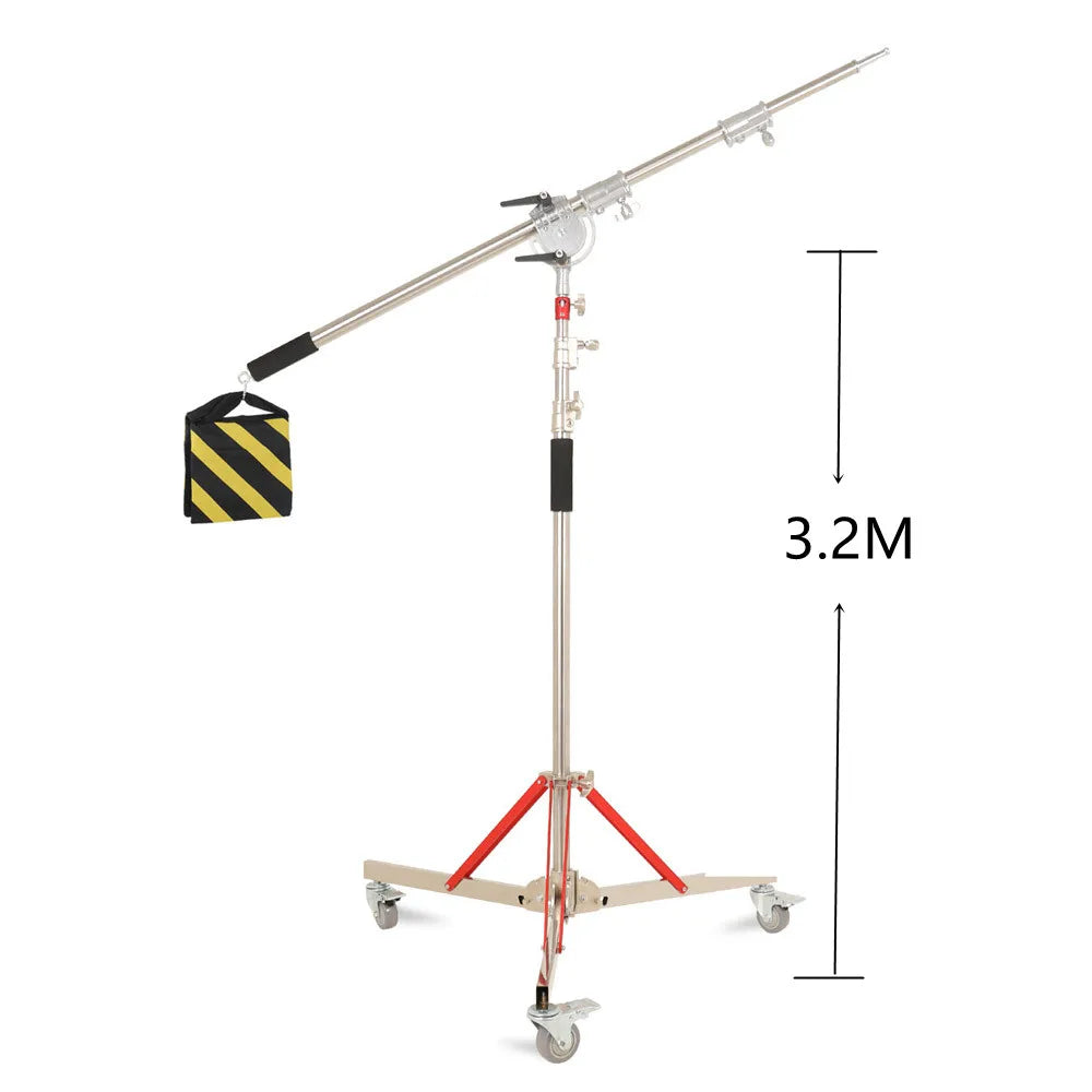 Kit de soporte C de acero inoxidable, soporte de luz con bolsa de peso, accesorios de estudio fotográfico, varilla de extensión, brazo cruzado de 2,49 M de longitud