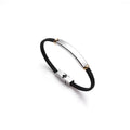 Pulsera Punk fina de cuero con nombre personalizado para hombre, pulseras personalizadas de acero inoxidable para mujer y hombre, pulsera de identificación