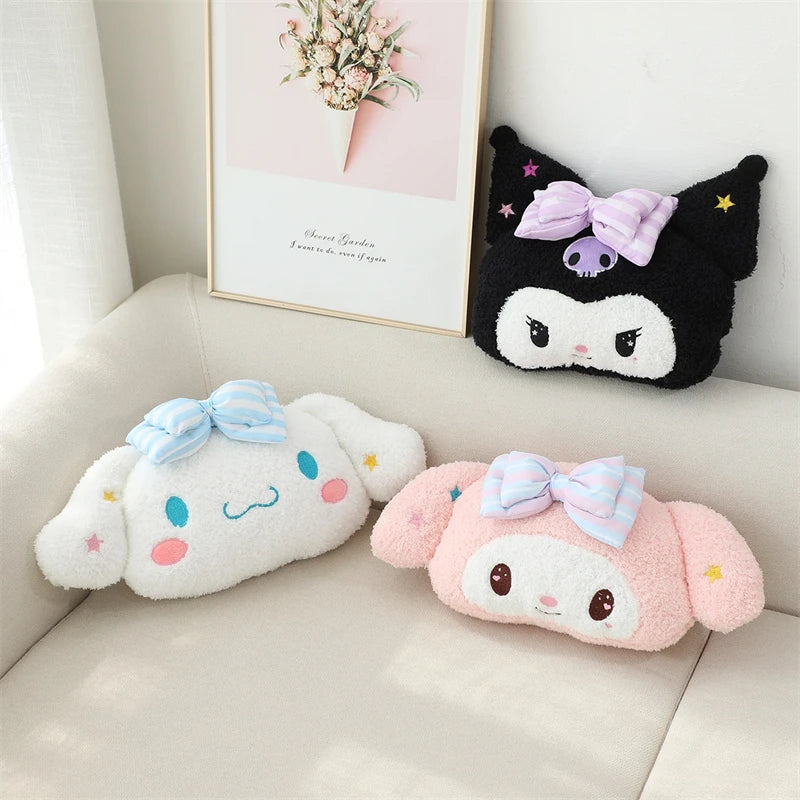 Precioso cojín trasero Kuromi My Melody para asiento de gato, reposacabezas relleno de Anime Cinnamoroll, almohada para sofá cama, decoración del hogar