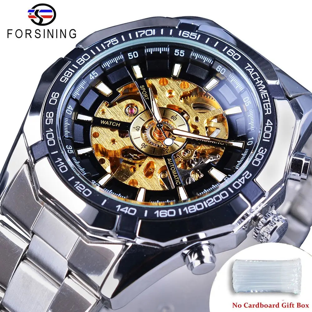 Forsining-Reloj de acero inoxidable 2021 para hombre, accesorio masculino de pulsera resistente al agua con esqueleto, de marca superior de lujo, transparente, deportivo