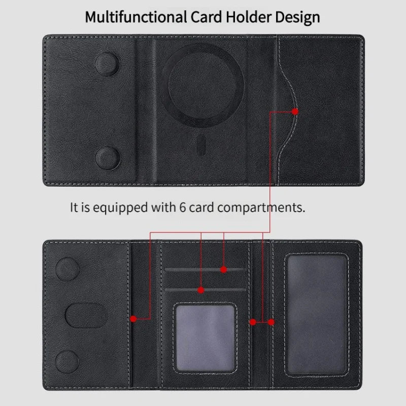 Cartera con tarjetero magnético para iPhone, Samsung, Xiaomi, MagSafe, funda desmontable con múltiples ranuras para tarjetas