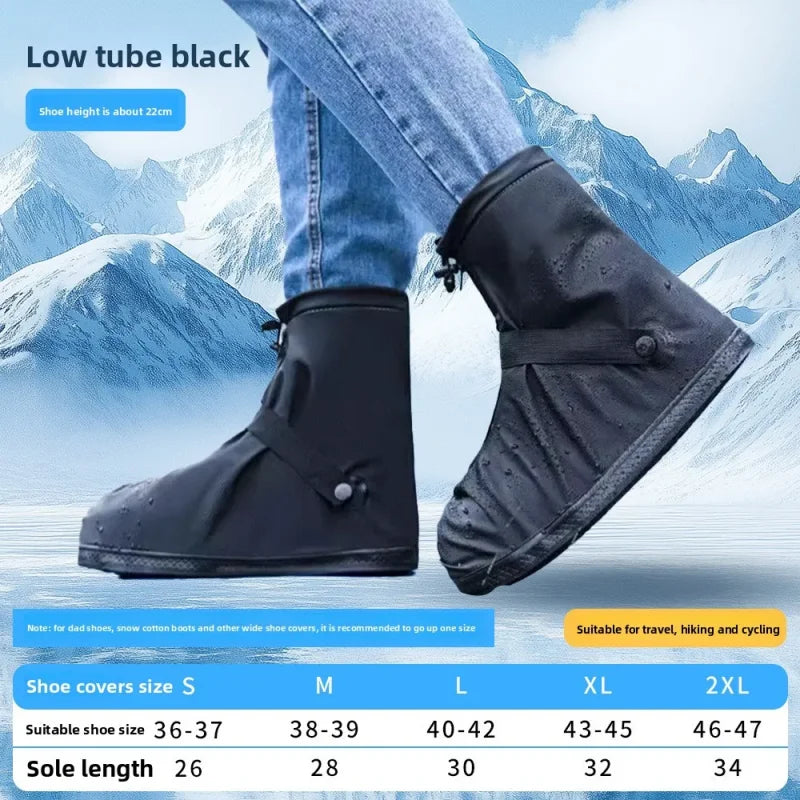 Cubrezapatos Impermeables para Lluvia, Ciclismo, Senderismo, Antideslizantes, de Cuero PU, Reutilizables, para Lluvia, Nieve, Arena Mojada