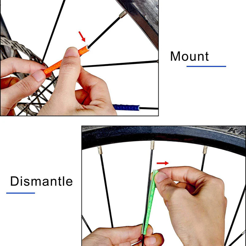 12 unids/bolsa radios de rueda de bicicleta pegatina reflectante tira de tubo luz de advertencia DIY 7,5 cm MTB Reflector de ciclismo Kit de seguridad reflectante