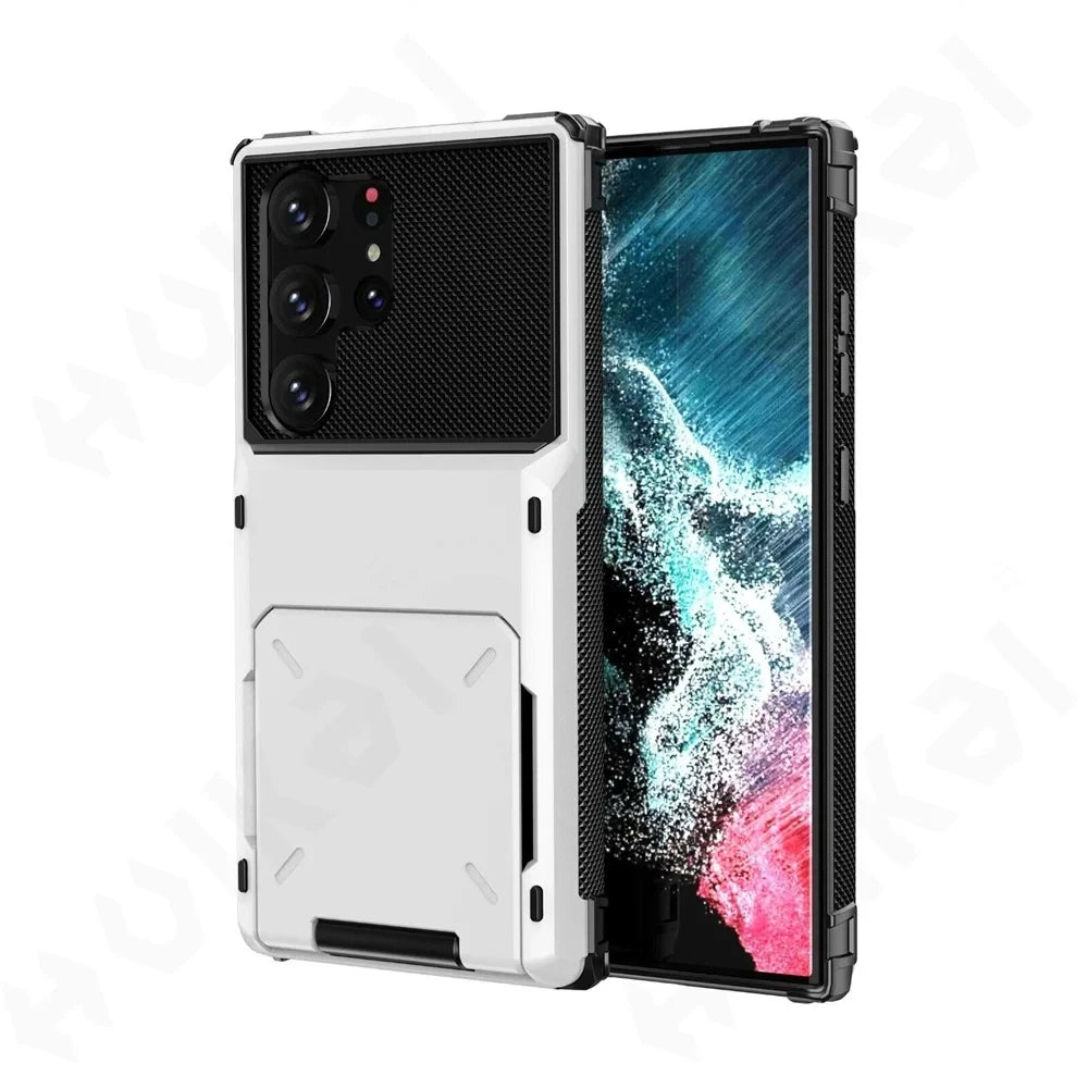 Funda con Tarjetero para Samsung Galaxy S26 Ultra S25 S24 S23 S25 FE A17 A56 A37, Funda Protectora Resistente con Ranura Oculta para Tarjetas