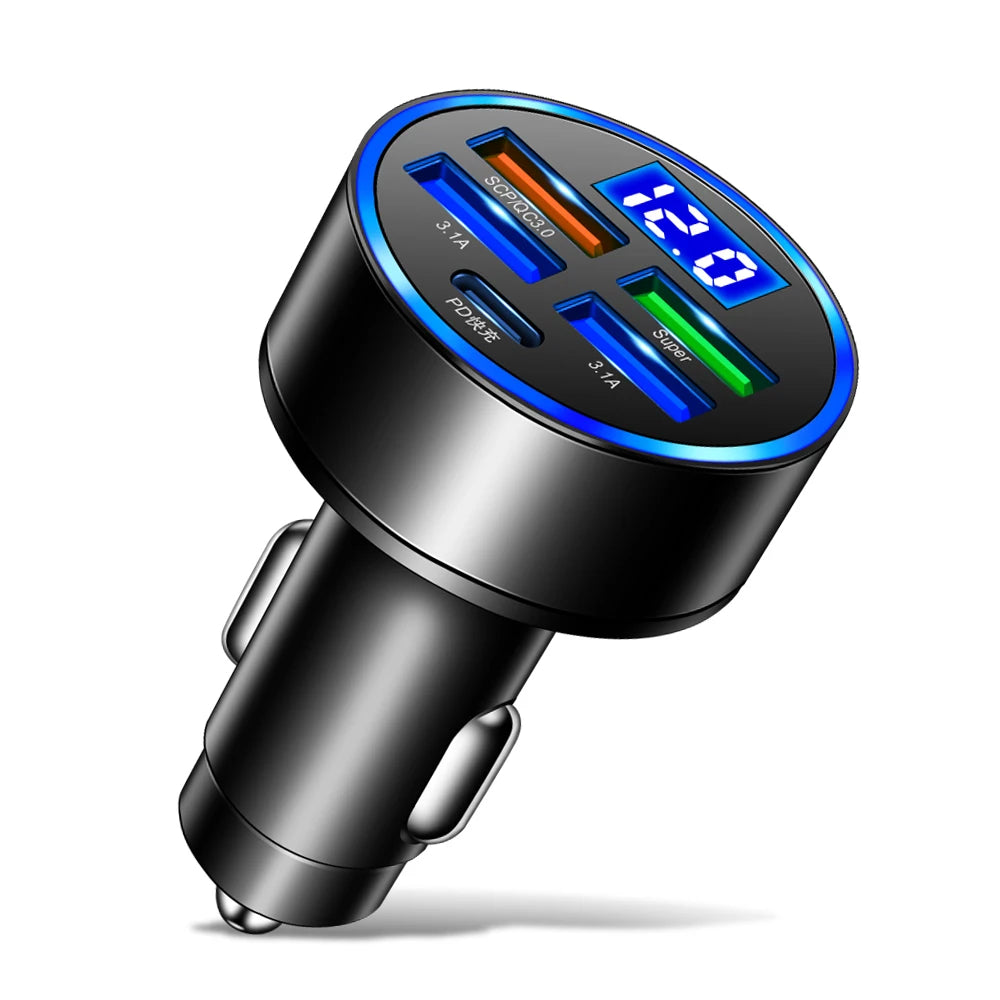 Cargador de coche USB, carga rápida, adaptador de cargador de teléfono móvil para coche 3,0 para iPhone 16 Pro 15, Samsung tipo C PD