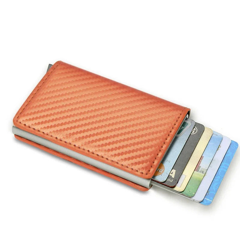 Cartera de aluminio Rfid para hombre, tarjeteros, monedero de fibra de carbono para hombre, cartera inteligente delgada de negocios, tarjetero de crédito, funda, soporte para notas