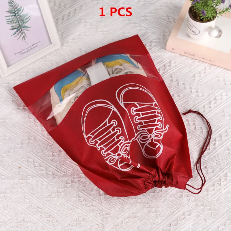 Organizador de zapatos Visible, bolsa de almacenamiento con cordón no tejido grueso a prueba de polvo, bolsa de viaje para ropa, bolsos de almacenamiento, 1/3/5 Uds.