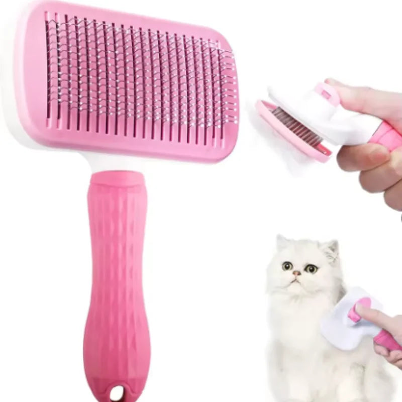 Nuevo peine de masaje para mascotas, cepillo para peinar el pelo, eliminación fácil con un clic del pelo inferior de gatos y perros para el aseo.