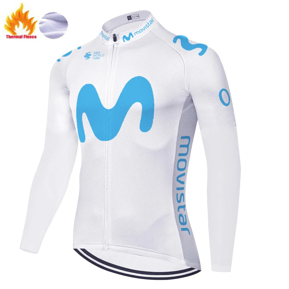Nuevo invierno Movistar ciclismo jersey 2026 protear hombres manga larga bicicleta invierno maillot cyclisme homme