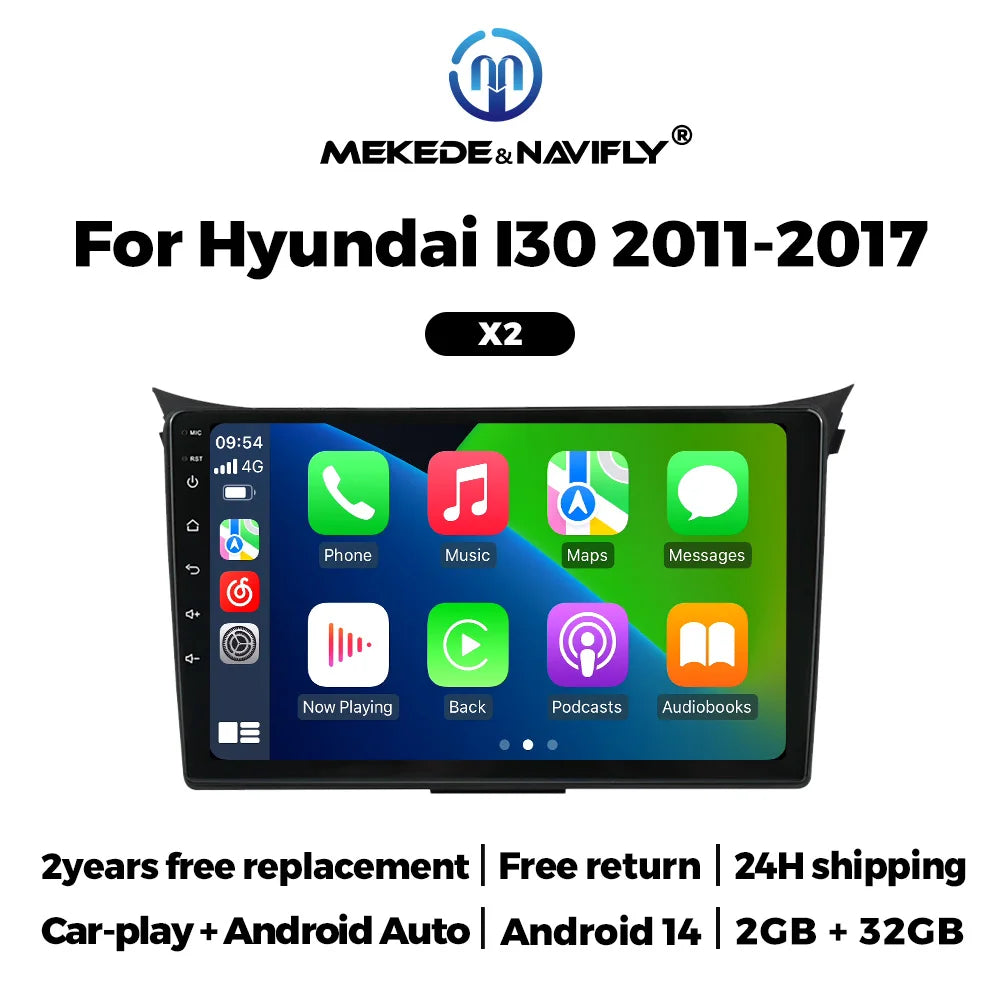 Sistema de audio inteligente para automóvil con Android 14 para Hyundai i30 II 2 GD 2011-2017, Carplay inalámbrico, radio para automóvil de 9 pulgadas, GPS, unidad principal estéreo.