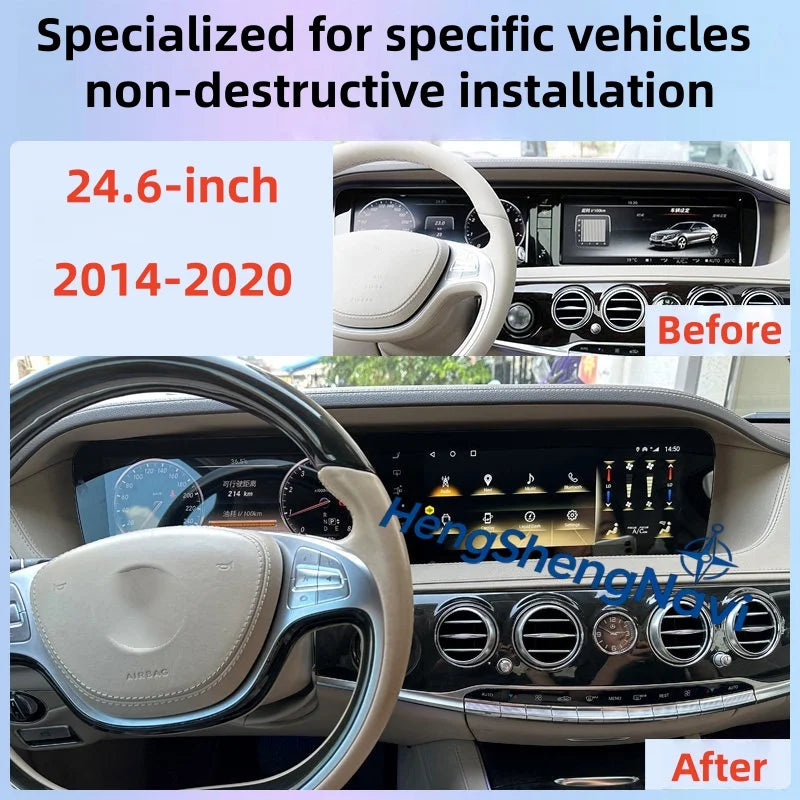 Radio para Auto Android Auto + Pantalla Digital Dual de 24.6 Pulgadas para Mercedes Benz Clase S W222 2014-2020 Reproductor Multimedia Estéreo Carplay