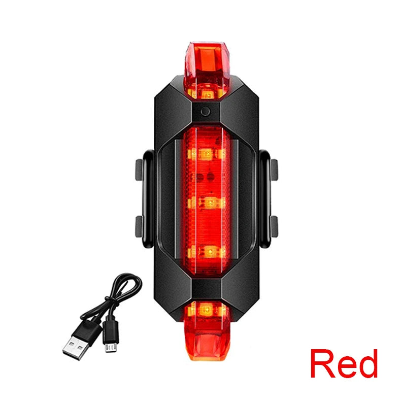 Luz delantera de bicicleta recargable por USB, luz trasera roja, fácil de instalar, 3 modos, accesorios para bicicleta