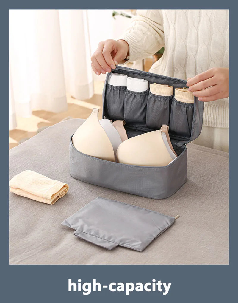 SNUGUG Bolsa de almacenamiento de ropa interior portátil, organizador ligero a prueba de polvo, contenedor de viaje multifuncional, bolsa de almacenamiento de sujetador