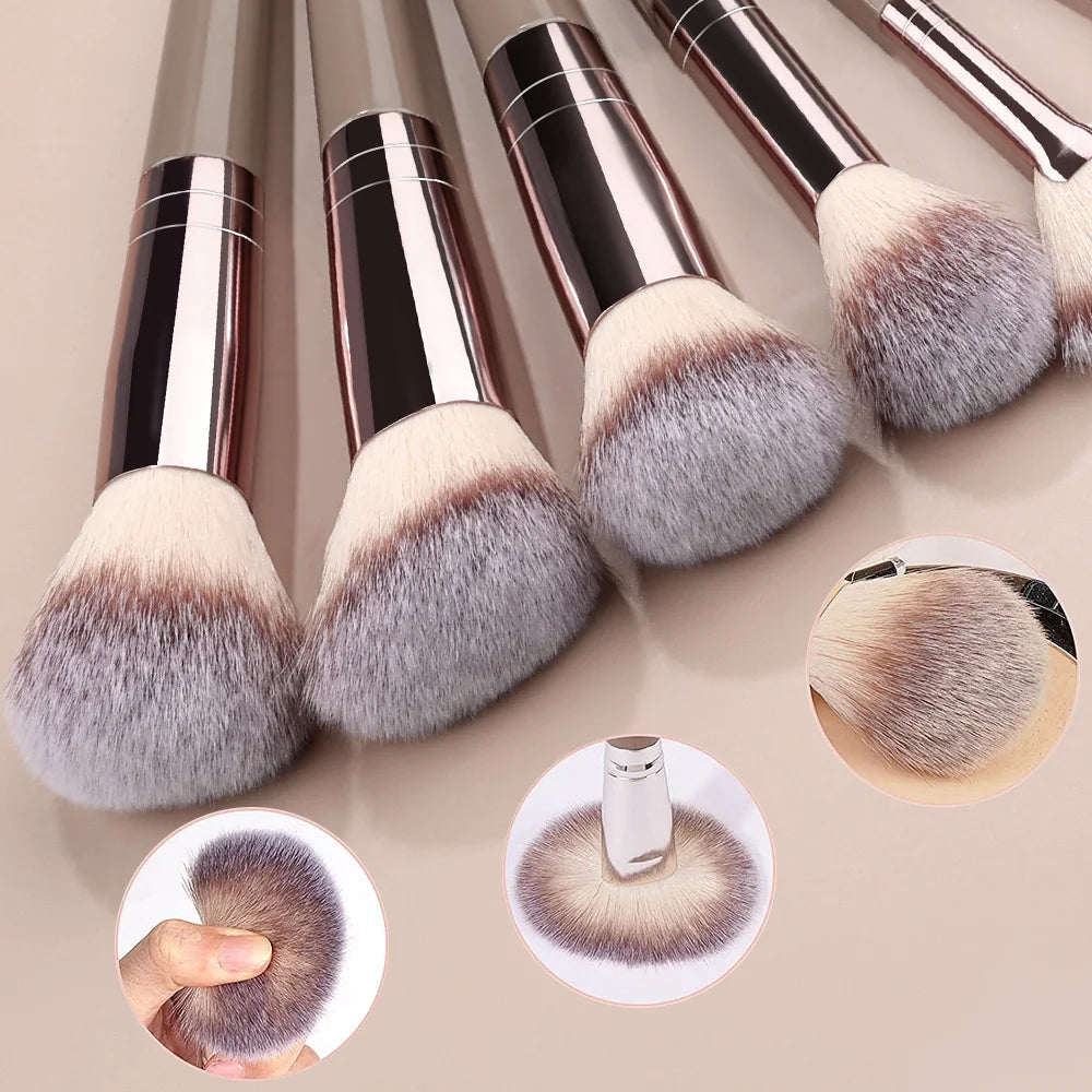 Juego de brochas de maquillaje marrones, herramienta de maquillaje suave portátil, base sintética Premium, correctores, sombras de ojos, maquillaje diario, 1-32 Uds.