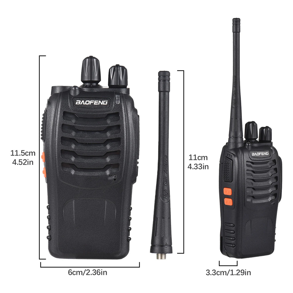 Walkie Talkies de BF-888s, 2 paquetes, Radios bidireccionales de largo alcance recargables a prueba de agua con auriculares, transceptor portátil de mano