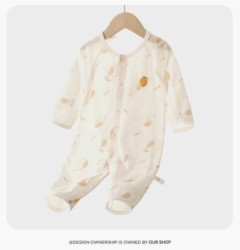 Traje de Verano para Bebés, de Algodón Puro, Manga Larga, Transpirable, Suave y Cómodo, con Aire Acondicionado