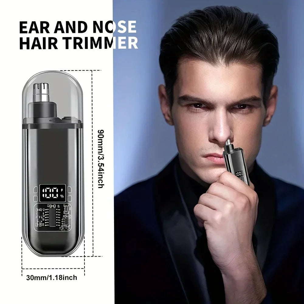 Recortador de Vello Nasal y de Orejas para Hombre - Recargable por USB C, Carga Rápida, Kit de Aseo Compacto