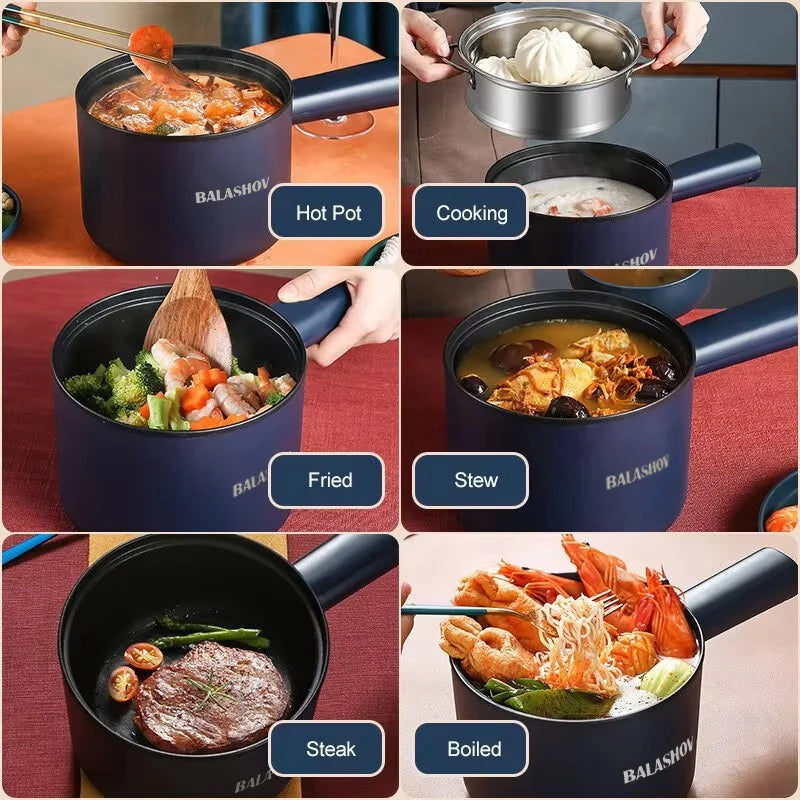 Mini Cocina eléctrica multifunción todo en uno, olla individual de doble capa para el hogar, olla para Fideos, olla caliente antiadherente, herramienta de cocina