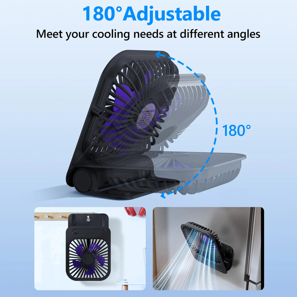 Potente ventilador de pared para inodoro Eary, recargable por Usb con ventilador de refrigeración magnético de viento de 1200mAh y 3 velocidades, ventilador de ventilación portátil para el hogar