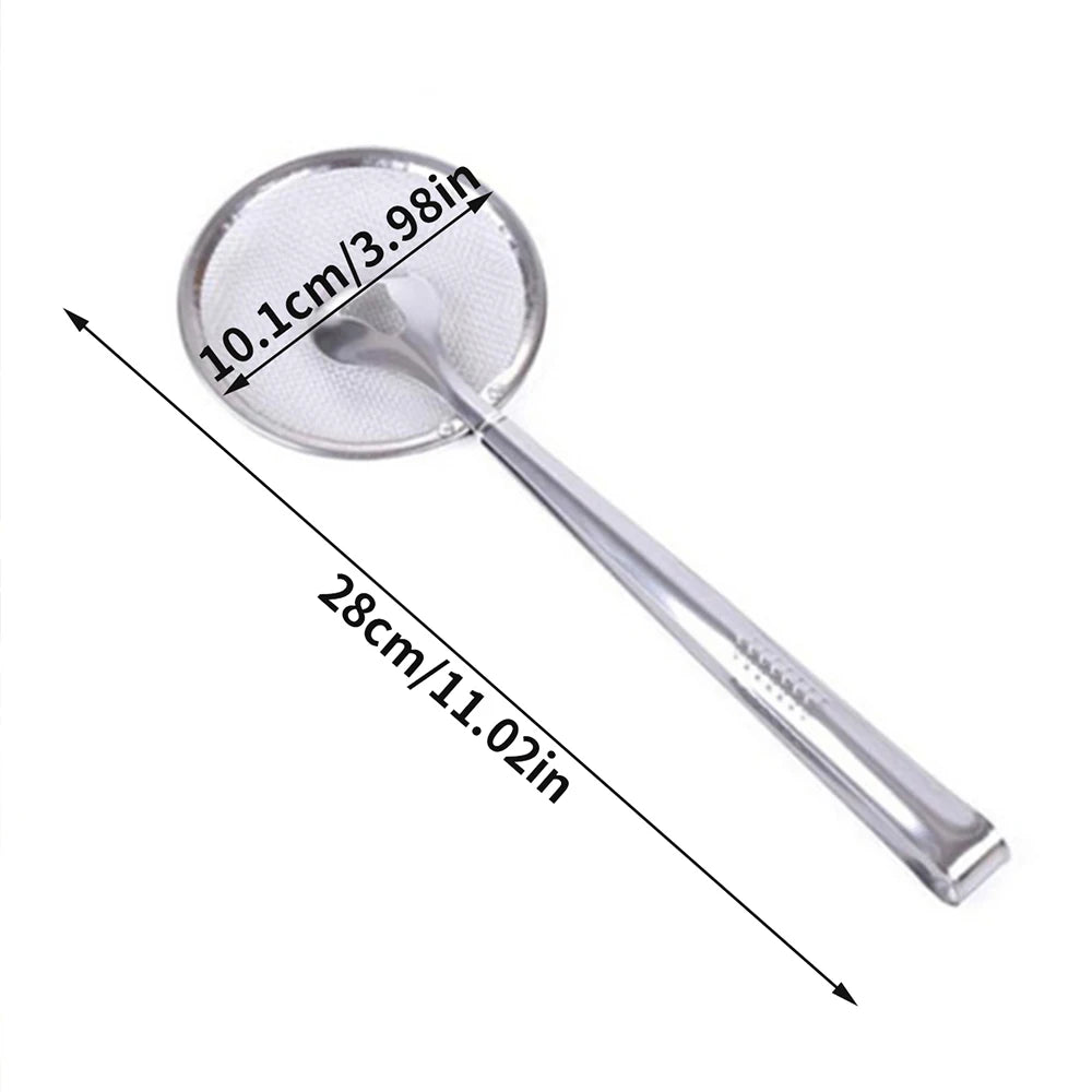 Filtro de pinza para freír aceite de acero inoxidable, colador de malla fina con pinzas de Clip para freír aceite, alimentos, barbacoa, herramientas de cocina