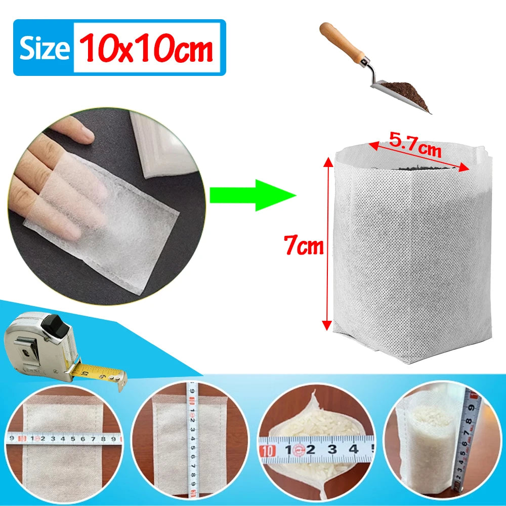 Bolsa de vivero biodegradable, bolsas de cultivo de plantas, semillas de tela no tejida para sembrar macetas para el hogar, accesorios de jardín, herramientas, 100-500 Uds.