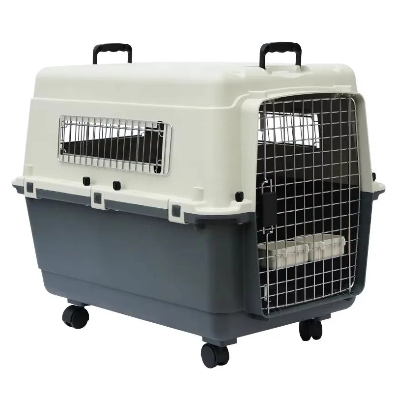 Caja de transporte de plástico para perros aprobada por IATA 3XL, jaula para mascotas con perrera, cajas de viaje para envío de aerolínea